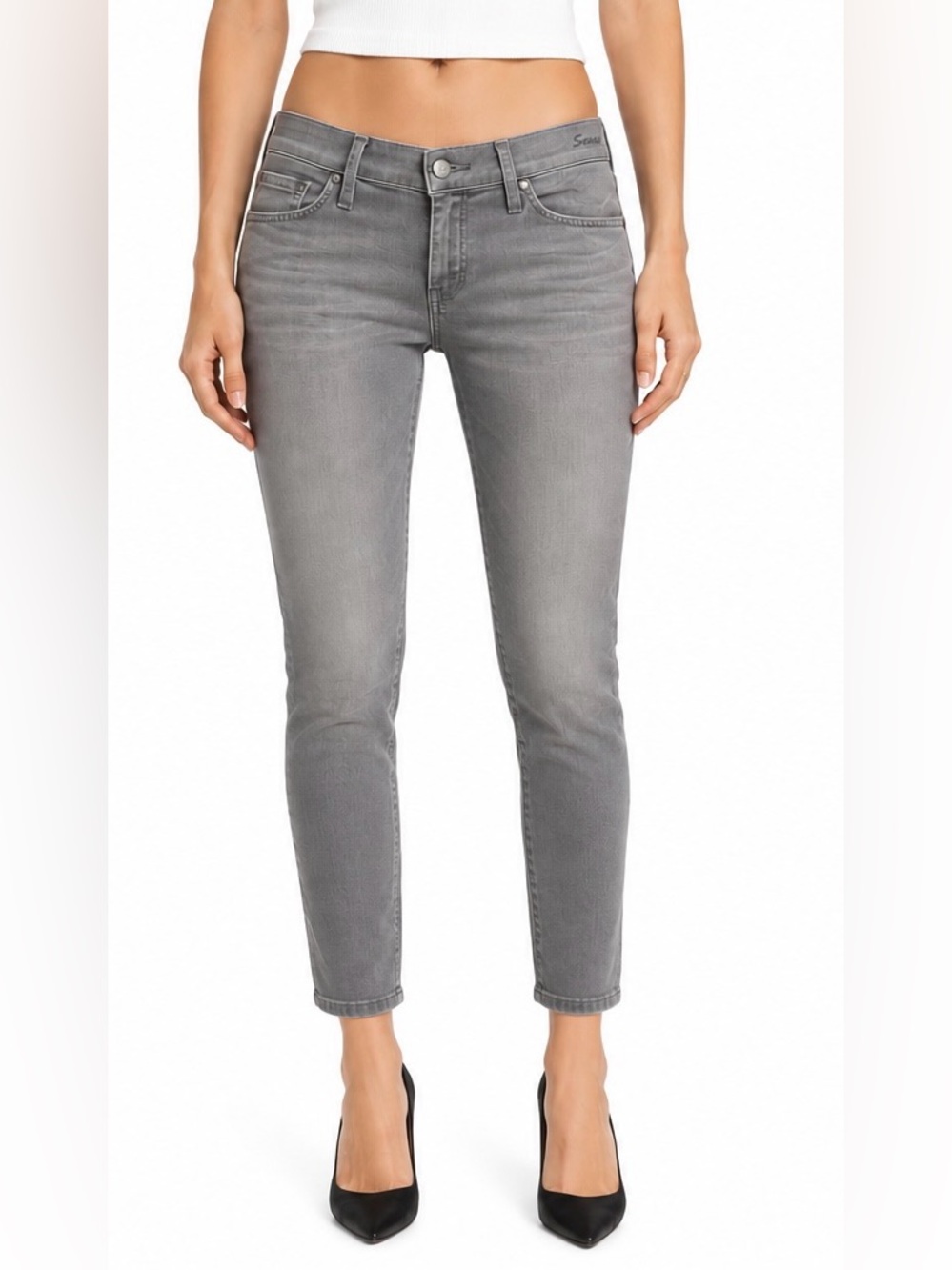 Goldsign Scene Low Rise Skinny Jeans Gray Stretch Denim Size 27